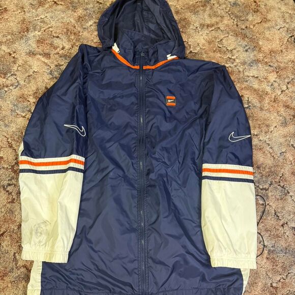 Nike Other - Vintage 90s Nike Jacket Windbreaker embroidered sleeve Swooshes and hidden hood